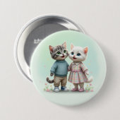 Tom & Luna Button Pin, Süßes Katzenpaar Pin (Vorne & Hinten)