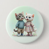Tom & Luna Button Pin, Süßes Katzenpaar Pin (Vorderseite)