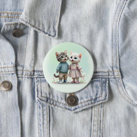 Tom & Luna Button Pin, Süßes Katzenpaar Pin (Beispiel)