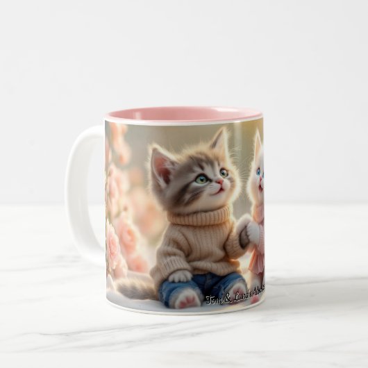 Tom & Luna’s Adventures – Cozy Companions Mug Zweifarbige Tasse (Vorderseite Links)
