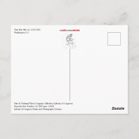 Tom Mix mit Auto, 21.5.1925 Postkarte (Rückseite)