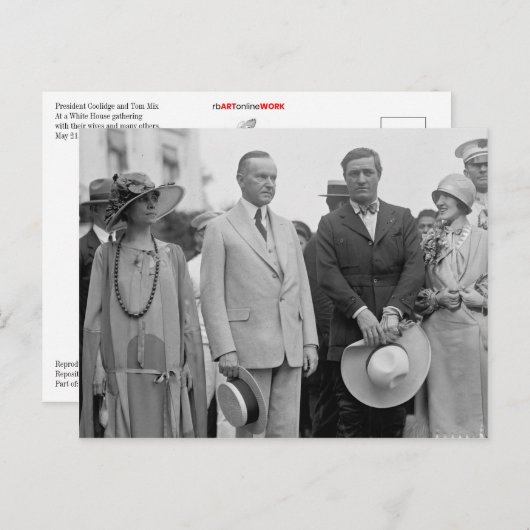 Tom Mix mit Präsident Coolidge Postkarte (Vorne/Hinten)