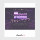 Tom Name Vorname lila retro Sticker Geburtstag (Blatt)
