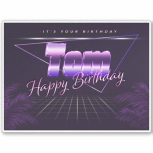 Tom Name Vorname lila retro Sticker Geburtstag