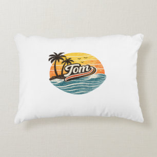 Tom Retro-Sonnenuntergangs-Name-Design Dekokissen