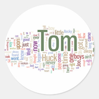 Tom Sawyer Word Cloud Runder Aufkleber