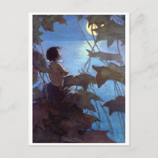 Tom sieht sich den Mond an, Jessie Willcox-Smith Postkarte (Vorderseite)