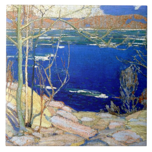 Tom Thomson - Frühlingseis, beliebtes Gemälde, Fliese (Vorderseite)