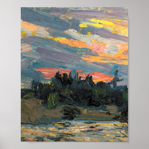 Tom Thomson Painting Sunset Canoe Lake Onatario Poster