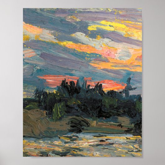 Tom Thomson Painting Sunset Canoe Lake Onatario Poster (Vorne)