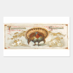Tom Truthahn Thanksgiving-Grüße Vintage-Aufkleber Rechteckiger Aufkleber