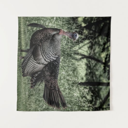 Tom Turkey Sage Green B&W Wandteppich (Vorderseite (Horizontal))