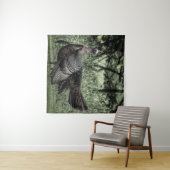 Tom Turkey Sage Green B&W Wandteppich (Beispiel (Horizontal))