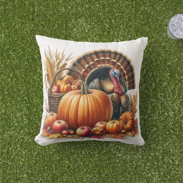 Tom Turkey und Pumpkin Erntedank Holiday Kissen (Golfball-Marker)