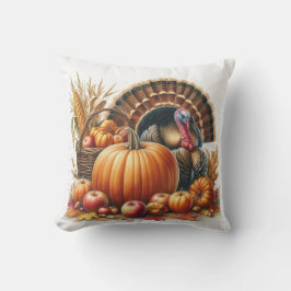 Tom Turkey und Pumpkin Erntedank Holiday Kissen
