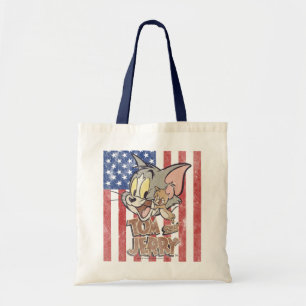 Tom u. Jerry mit US-Flagge Tragetasche