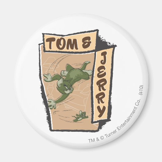 Tom und Jerry auf einem Tan-Sofa Magnet (Vorne)