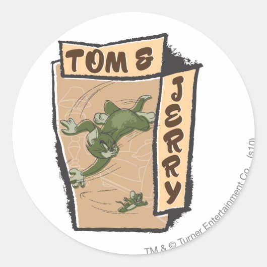 Tom und Jerry auf einem Tan-Sofa Runder Aufkleber (Vorderseite)