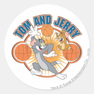 Tom und Jerry Basketball 4 Runder Aufkleber