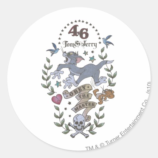 Tom und Jerry bey den Meister 2 Runder Aufkleber (Vorderseite)