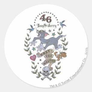 Tom und Jerry bey den Meister 2 Runder Aufkleber