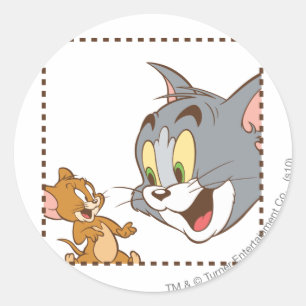 Tom und Jerry Briefmarke Runder Aufkleber