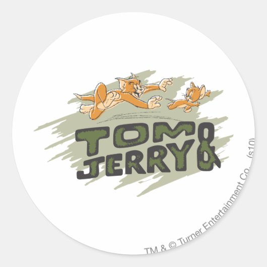 Tom und Jerry Chase Logo Runder Aufkleber (Vorderseite)