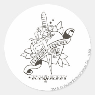 Tom und Jerry Enemies für immer 1 Runder Aufkleber