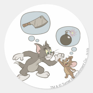 Tom und Jerry Evil Gedanken Runder Aufkleber