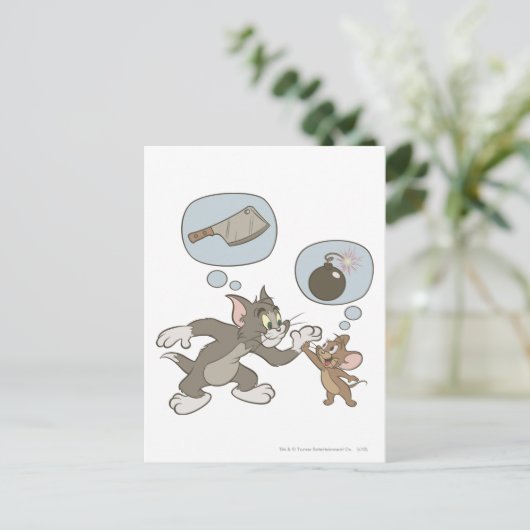 Tom und Jerry Evil Thoughts Postkarte (Stehend Vorderseite)