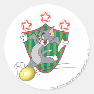 Tom- und Jerry-Fußball (Fußball) 9 Runder Aufkleber