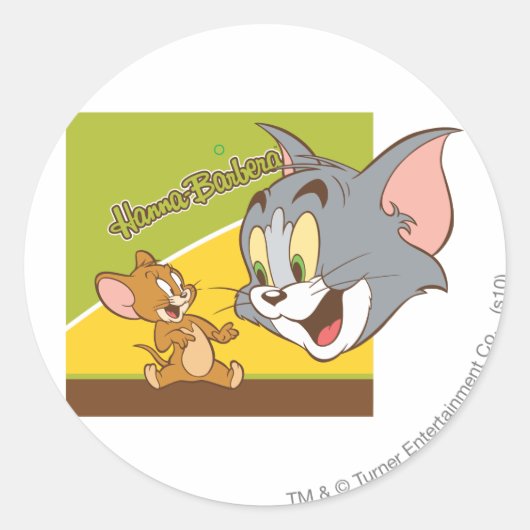 Tom und Jerry Hanna Barbera Logo Runder Aufkleber (Vorderseite)