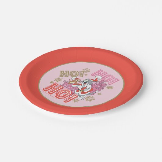 Tom und Jerry "Ho! Ho! Ho!" Lieferung von Weihnach Pappteller (Schrägansicht)