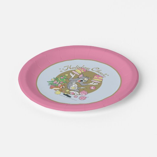 Tom und Jerry Holiday Cheer Pappteller (Schrägansicht)