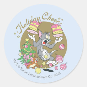 Tom und Jerry Holiday Cheer Runder Aufkleber