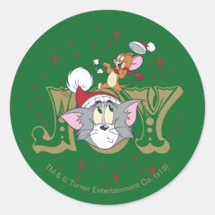 Tom und Jerry Holiday Joy Runder Aufkleber