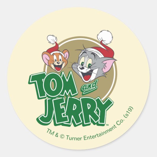 Tom und Jerry Holiday Logo Runder Aufkleber (Vorderseite)