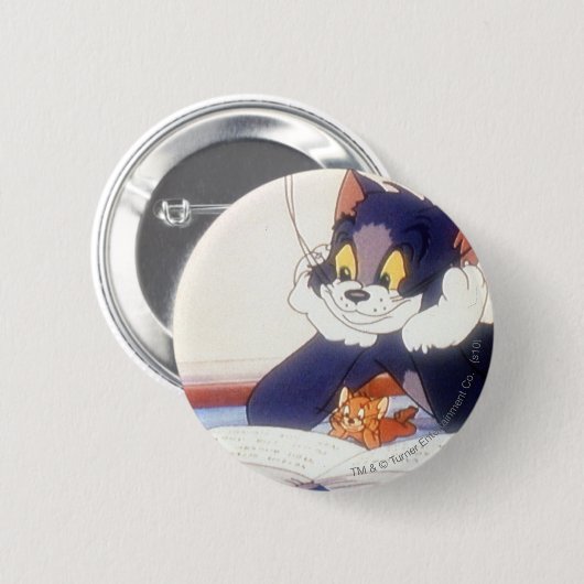 Tom und Jerry lesen ein Buch Button (Vorne & Hinten)