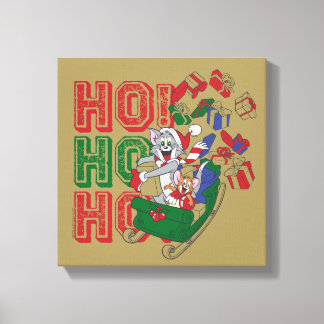 Tom und Jerry liefern Geschenke in einem Schlitten Leinwanddruck