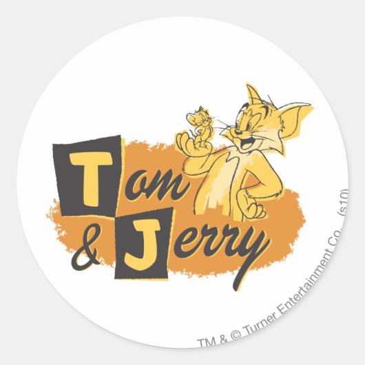 Tom und Jerry Mouse in Paw-Logo Runder Aufkleber (Vorderseite)