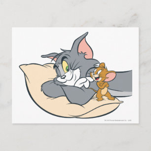 Tom und Jerry on Pillow Postkarte