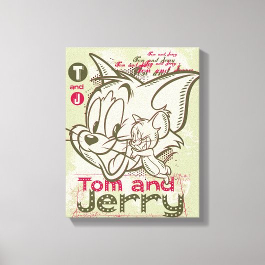 Tom und Jerry Pink und Green Leinwanddruck (Vorderseite)