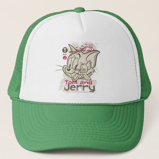 Tom und Jerry Pink und Green Truckerkappe (Vorderseite)
