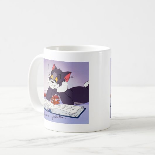 Tom und Jerry Reading Book autograviert Kaffeetasse (Vorderseite Links)