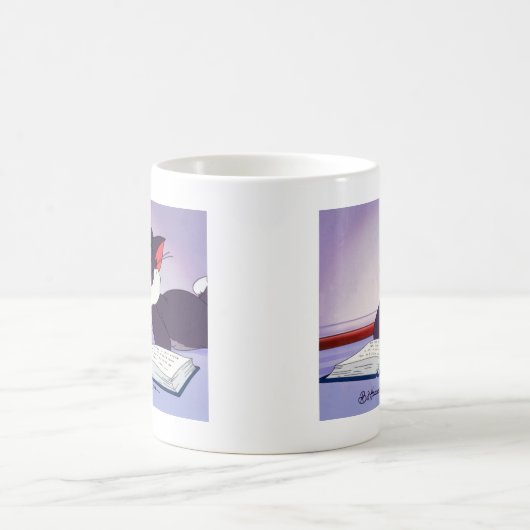Tom und Jerry Reading Book autograviert Kaffeetasse (Mittel)