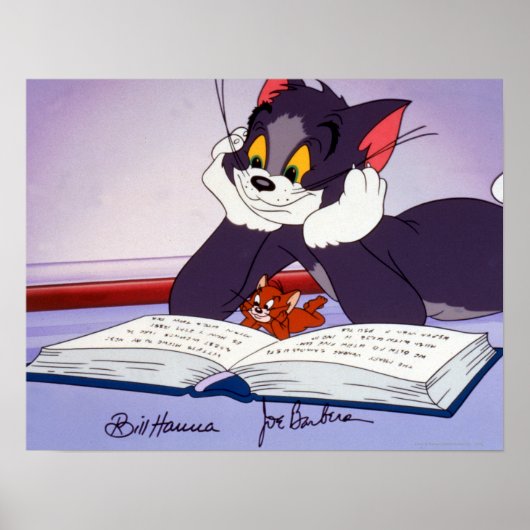 Tom und Jerry Reading Book autograviert Poster (Vorne)