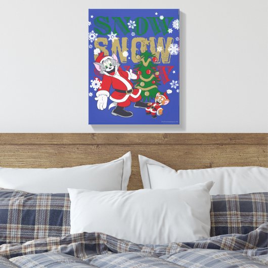 Tom und Jerry Santas am Baum Leinwanddruck (Insitu (Schlafzimmer))