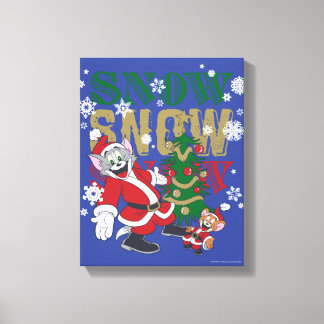 Tom und Jerry Santas am Baum Leinwanddruck