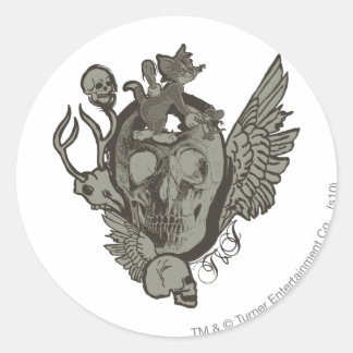Tom und Jerry Skull Runder Aufkleber