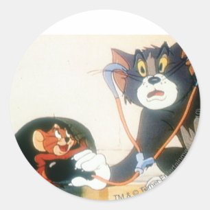 Tom und Jerry Stethescope Runder Aufkleber